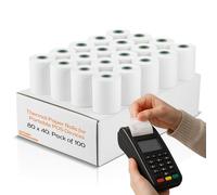 80x40mm Thermal Paper Rolls for Mobile POS Cash Receipt Printers, Thermal Roll of Pack of 100 Case for Credit Card POS Machines, Premium Quality BPA-Free Till Rolls Set Compatible with All Devices.
