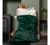 Samuel Alexander 80X55Cm Green Christmas Sack With White Cuff And Pom Poms