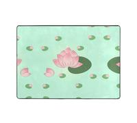 80x58 Inch Fabric Floor Mat, Lotus Flowers Waiting to Bloom Flannel Carpet, Stain Resistant Home Decor Home Bedroom Office Floor Mat