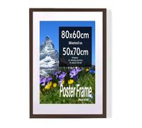 80x60 cm Frame With 50x70 cm Mount Mahogany - HD Aclyric Front - Photo Print Poster Frame Both Ways Wall Hanging Hooks - Display Pictures With White Boarder
