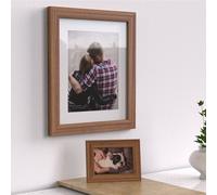 (80x60cm for 70x50cm image, Darkoak) Photo Frame with White Mount Dark Brown Oak Teak Mahogany Picture Frame All Size
