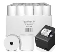 80x80mm Thermal Paper Rolls - Premium BPA-Free Receipts, 80 Rolls Case Pack Till Rolls Set, Long-Lasting POS Printer Paper, Compatible with POS Thermal Printers, Pack of 80 Rolls Case.