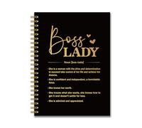 80YAZMEEN Boss Lady Black Gold Spiral Notebook（160 Pages）Boss Lady Definition Hardcover Notebook Boss Lady Gift Thank You Boss Gift Retirement Gift for Women Entrepreneur Funny Birthday Gift for Boss