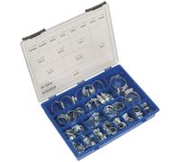 81 Pc Zinc Plated Hose Clip Assortment - 9.5 to 55mm - External Pressed Threads