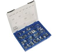81 Pc Zinc Plated Hose Clip Assortment - 9.5 to 55mm - External Pressed Threads