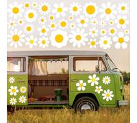 81 PCS Flowers Daisy Car Decals,Auto Stickers Waterproof Hood Vinyl Decal Car Window Stickers Novel Body Side Door Trunk Decoration for Racing SUV Truck Bus Window Wall Laptop Motorcycle Bin