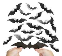 81 Pcs Halloween Bat Decorations, Bats Wall Decor, 4 Sizes PVC Black 3D Bat Sticker for Halloween Party Decorations Indoor Outdoor DIY Home Window Door Décor