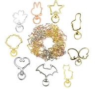 81 pcs Spring Snap Keychain Clip, BOSOIRSOU Swivel Lobster Clasp Metal Swivel Clip Snap Hook Key Ring with Chain for Jewelry Making Crafts DIY Bag Key Chains