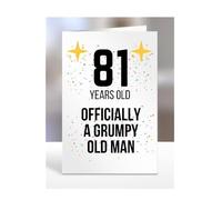 81 Years Old, Officially a Grumpy Old Man Card, Funny, Joke, Gift, 81st Happy Birthday, Presents for, Dad, Daddy, Grandad, Husband, Uncle, Him, Male, A5-164_53