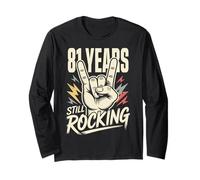 81 Years Still Rocking 81st Birthday Funny 81 Rocker Biker Long Sleeve T-Shirt