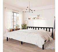 810106 vidaXL Bed Frame without Mattress Black Solid Wood 200x200 cm