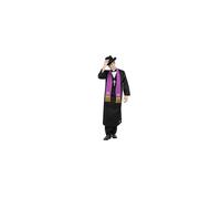 Smiffys The Exorcist Father Merrin Priest Costume for Adults, Robe, Inserted Collar, Stole, Cross Necklace & Hat, Official Exorcist License Costume with Hat & Collar Detail