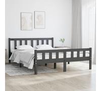 810661 vidaXL Bed Frame without Mattress Grey Solid Wood 140x190 cm