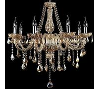 8129 Genuine K9 Crystal Chandelier Champagne Maple Leaf 6, 8, 10, 8+4,10+5 Arm Lights (10 arms)