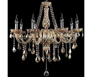 8129 Genuine K9 Crystal Chandelier Champagne Maple Leaf 6, 8, 10, 8+4,10+5 Arm Lights (8 arms)