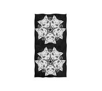 815 Bath Towel Cat Black Head Madnala Round Moon Pentagram Tattoo Art Wicca Witchcraft Spirituality Boho Bath Sheet Personalized Bathroom Towel Absorbent Pool Towel For Swimming Sport 40x70 cm