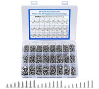 815 Pcs M3 M4 M5 Self-Tapping Wood Screw Assortment Set, Metric Stainless Steel, Cross Recessed Drilling Screws, Flat Heads & Self-Drilling Screws for Sheet Metal (815 silver)