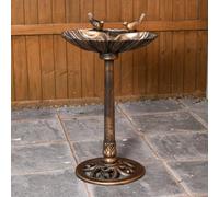 81Cm Bronze Effect Garden Bird Bath , Patio Water Bowl With Bird Sculptures
