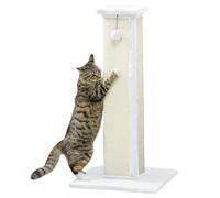 81cm Cat Scratching Post with Sisal Rope Hanging Ball Soft Plush White