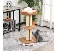 81cm Cat Tree Kitten Activity Center Tower Scratching Post Lamb Cashmere Perch PawHut Light Brown One Size