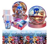 81Pcs Birthday Decorations, Party Decorations Kids' Party Tableware Set, Birthday Party Plates Cups and Napkins Tablecloth 20 Guests