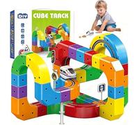 81Pcs Clickrail Electric Train Set, Track Fusion Train Toy, Magic Rail Cube Train Set, 3D Racing Cube Track Set with Electric Train, DIY Track Toys for 3-10 Years Kids Boys Girls Birthday Gifts