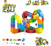 81Pcs Electric Train Track Sets - DIY Race Car Track Building Kits with Train and Traffic Signs,Electric TrainSet Flexible Race Tracks,STEMLearning Gift,Ages 4-8,Birthday Party Gift