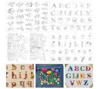 81Pcs Water Soluble Embroidery Patterns, Water Soluble Embroidery Stabilizers, 4 Sheets Pre-Printed Alphabet & Floral Stick-and-Stitch Patterns for Hand Sewing, Wash-Away Transfer Paper for Beginners