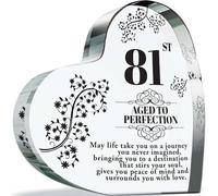 81st Birthday Acrylic Heart Plaque for Women and Men, Aged to Perfection