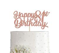 81st Birthday Cake Topper, Rose Gold Glitter Cheers To 81 Years Party Decoration, Supply