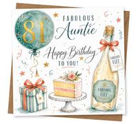 81st Birthday Card for Aunty, Festive Confetti Cake Design