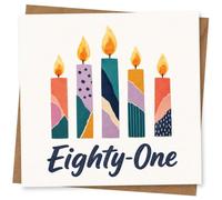 81st Birthday Card for Her, Bright Candles, Eighty-One | Bright candle illustration paired with bold “Eighty-One” wording-cheerful, modern birthday wishes for her 81st.