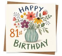 81st Birthday Card for Her, Floral Design | Eye-catching greeting card; Floral artwork for her on an 81st birthday with a warm, memorable feel