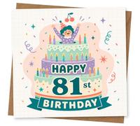 81st Birthday Card for Her, Funny Confetti Cake Design | Eye-catching greeting card; Funny Confetti Cake artwork for her on an 81st birthday with a warm, memorable feel