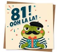 81st Birthday Card for Her, Funny Gift Frog Design