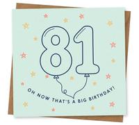 81st Birthday Card for Her, Funny Stars Balloon Design