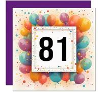 81st Birthday Card for Men Women - Any Age - Balloon Birthday Card for 81 Year old Woman Ladies Grandma Mum Aunt Nan Friend Sister Eighty One, Eighty First Nanny
