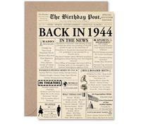 81st Birthday Card for Men Women - Newspaper Back in 1944 - Happy 81 Birthday Cards for Nan Dad Wife Grandad Grandma Auntie, A5 Bday Greeting Cards