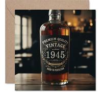 81st Birthday Card for Men Women - Vintage Whiskey Bottle - Happy 81 Birthday Cards for Nan Nanny Grandad Auntie Uncle Wife, 145mm Bday Greeting Cards