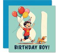 81st Birthday Cards for Men - Balloon Boy - Happy Birthday Card for 81 Year Old Man Grandad Grandpa Uncle Uncle in Law, 145mm Bday Greeting Cards