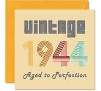 81st Birthday Cards for Men Women - Vintage 1944 Aged To Perfection - 81 Birthday Card Funny for Her Him, 145mm Greeting Cards Mum Dad Grandad Grandpa Grandma Nanny