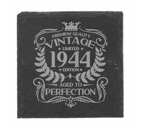 81st Birthday Gift for Men Vintage 1944 Aged to Perfection Engraved Slate Coaster Present for 81 Year Old Etched Natural Slate Placemat (Square Slate)