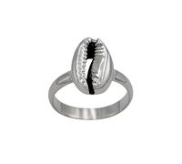 81stgeneration 925 Silver Cowrie Shell Promise Ring - Sterling Silver Rings for Women - Beach Summer Jewellery - Seashell Band Rings for Teen Girls - Boho Seashell Stacking Design