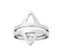 81stgeneration 925 Silver Double Triangle Ring for Women - Sterling Silver Open Triangle Multi-Band Ring - Minimalist Geometric Wide Stacked Ring - On-Trend Modern Boho Jewellery - Gift for Daughter