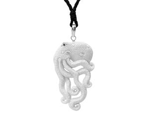 81stgeneration 925 Silver Hand-Carved Bone Octopus Surfer Necklace with Adjustable Cord - Large White Sea Monster Pendant for Men - Kraken Pirate Jewellery - Giant Squid Ocean Creature Talisman