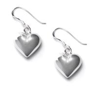 81stgeneration 925 Silver Puffed Heart Earrings for Women - Sterling Silver Smooth Puffy Heart-Shaped Dangle Earrings With Hooks - Romantic Jewellery Gift - Fun Playful Valentine's Day Accessory