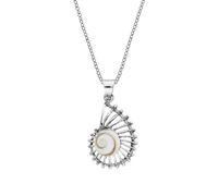 81stgeneration 925 Silver Seashell Necklace With Shiva Eye Shell - Sterling Silver Nautilus Shell Pendant on Curb Chain - Openwork Ammonite Fossil Coastal Jewellery for Women - Real Shell Necklaces