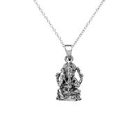 81stgeneration 925 Silver Sitting Ganesh Necklace for Women - Sterling Silver Hindu Elephant God Pendant - Spiritual Amulet for Protection - Intricate Seated Ganesha Necklace - Symbolic Boho Jewellery
