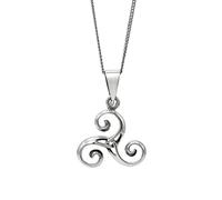 81stgeneration 925 Silver Triskele Necklace for Men - Sterling Silver Celtic Triskelion Pendant on 18" Curb Chain - Triple Spiral Design - Symbolic Boho Jewellery for Women - Spiritual Amulet