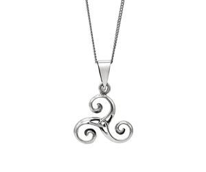 81stgeneration 925 Silver Triskele Necklace for Men - Sterling Silver Celtic Triskelion Pendant on 18" Curb Chain - Triple Spiral Design - Symbolic Boho Jewellery for Women - Spiritual Amulet